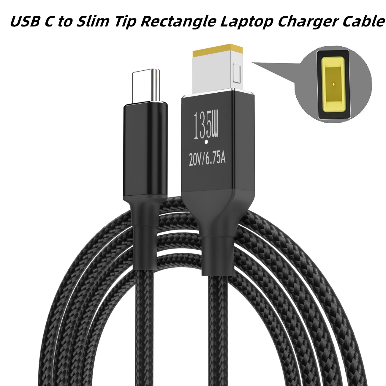 USB C 20V6.75A 135W Charger Power Cable Type-C to Slim Tip S