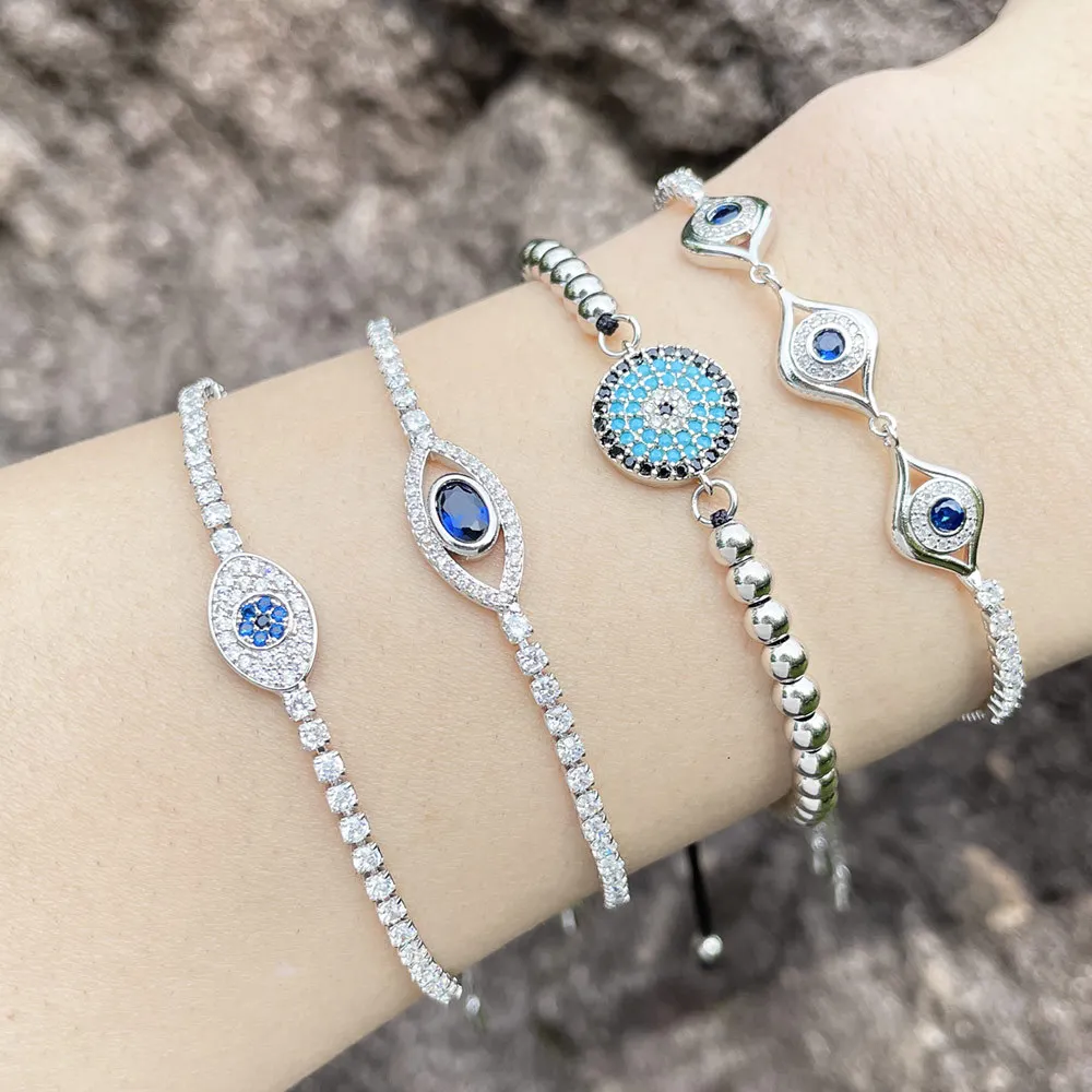 

2022 New Trendy European Style Devil's Eye Bracelet Female Personality Creative Blue Evil Eye Bracelet Charm Bracelet