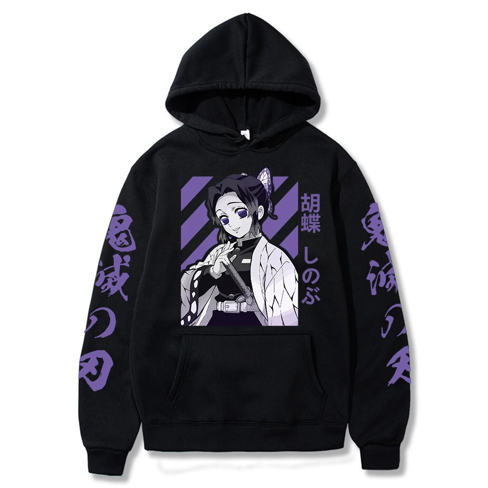 

Anime Demon Slayer Men Women Unisex Hoodies Streetwear Casual Sweatshirts Shinobu Kocho Harajuku Hip Hop Hoodedsweater