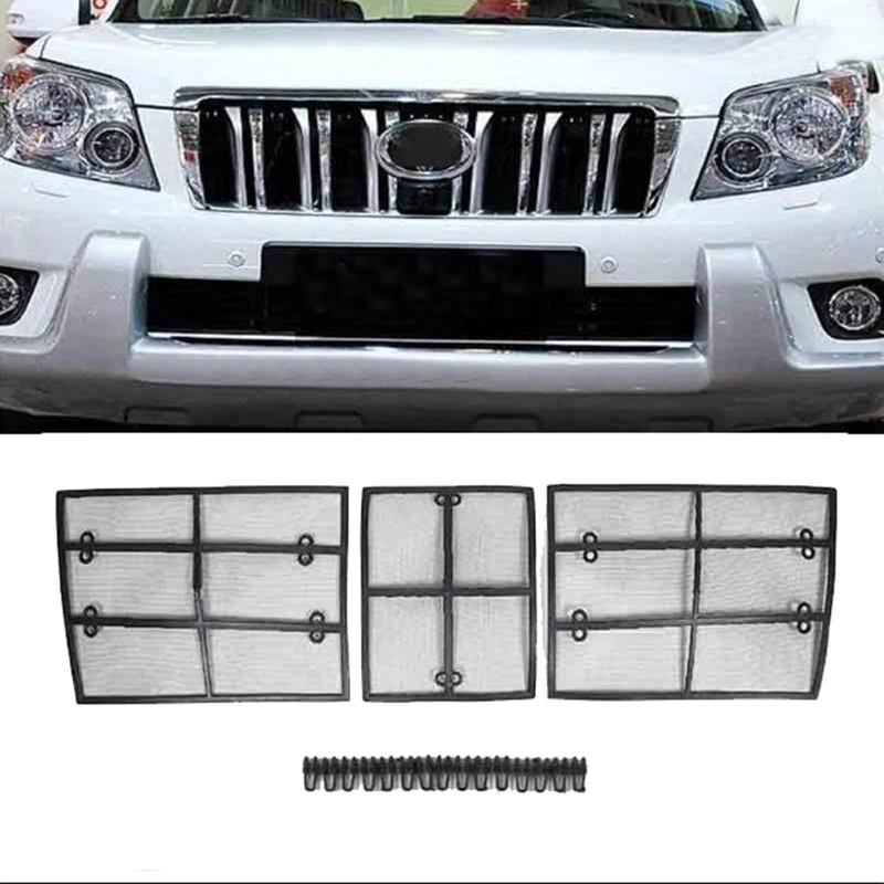 

3Pcs Car Insect Screening Mesh Front Grille Insert Net ForToyota Land Cruiser Prado 150 FJ150 2010 2012 2013 Accessories