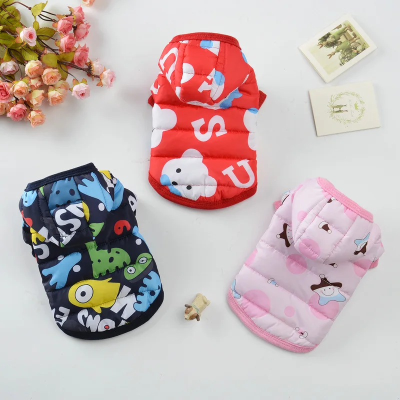

Cute Cartton Printed Pet Dog Clothes for Small Dog Winter Warm Dog Hoodie Jacket Pet Coat Pink Chihuahua Bulldog Pet Clothes