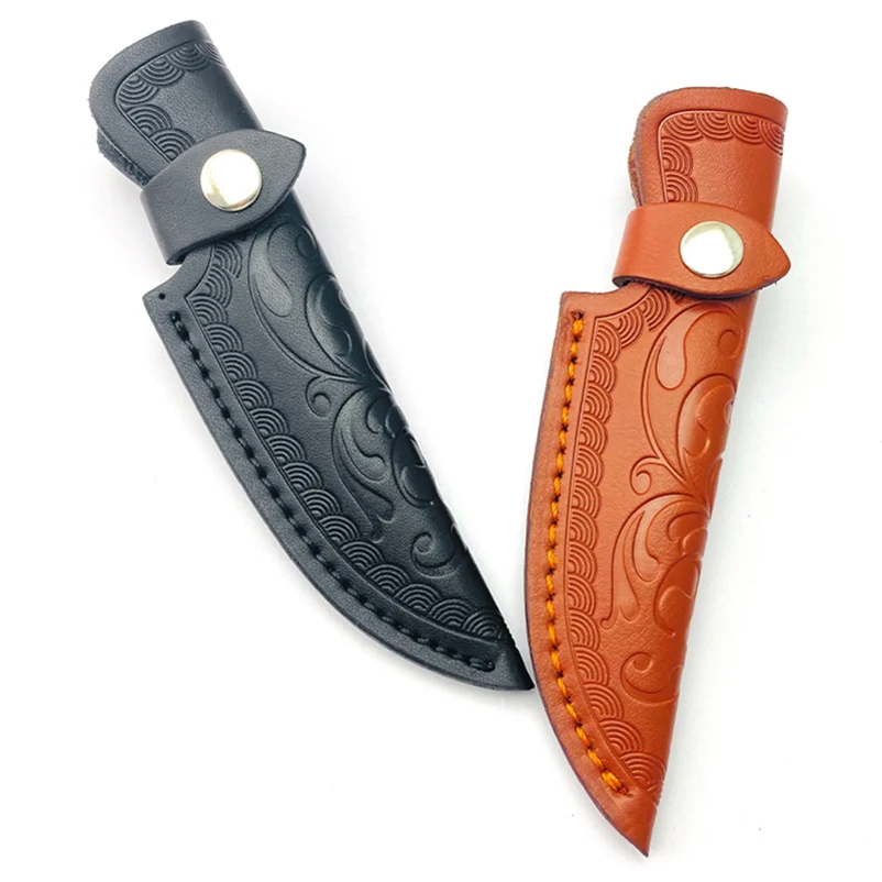 

2pcs/lot Cow Leather Material Small Straight Knife Fixed Blade Sheath Scabbard Cover Bag Holder Case With Buckle Patterned Style