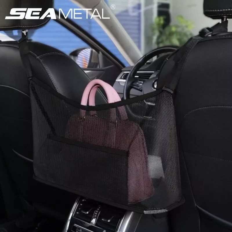 

Universal Car Seat Back Storage Bag Interior Auto Mesh Organizer Nets Multi Pockets Seats Handbag Holder Pouch Automobiles Goods
