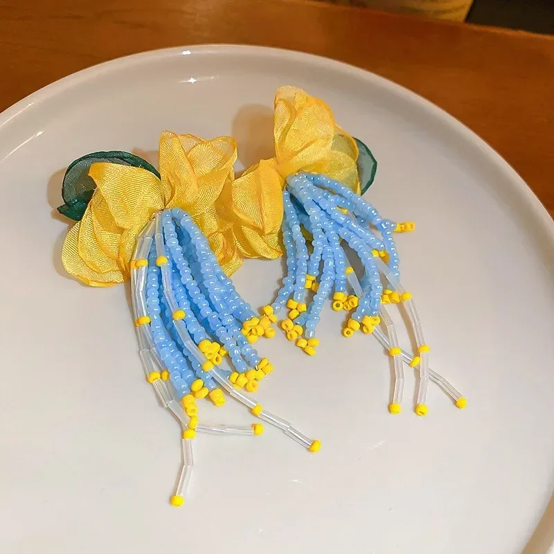 Висячие серьги Draweye с цветами и жемчугом для женщин милые корейские модные