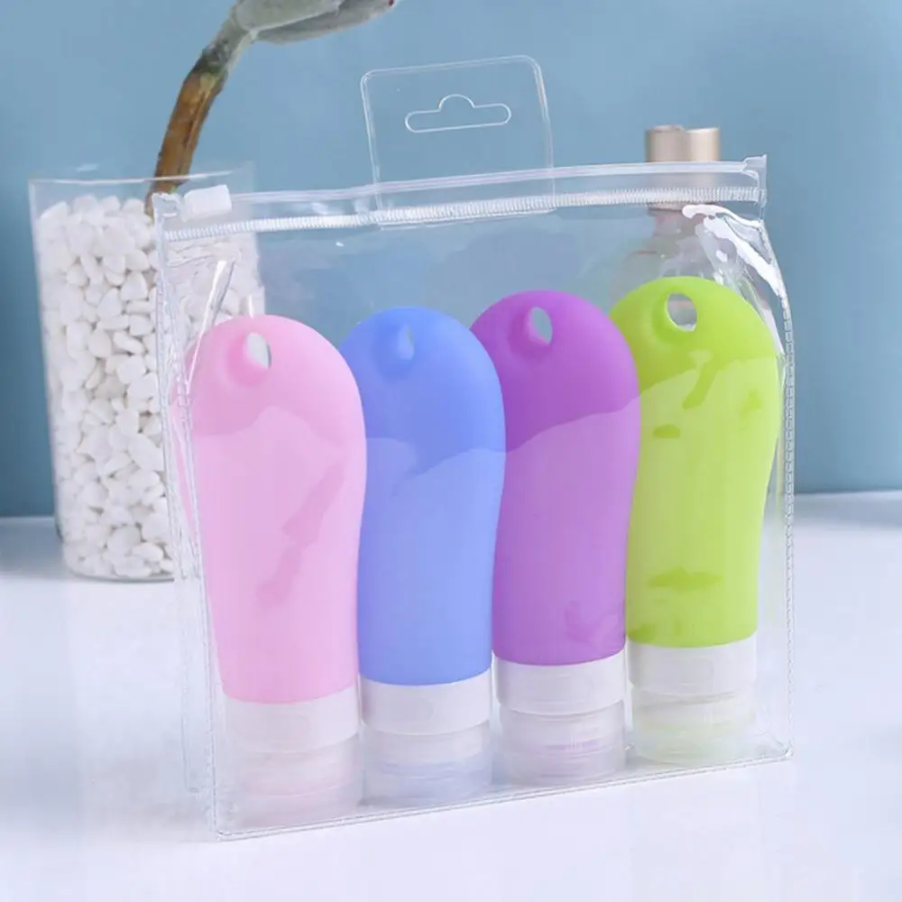 

Travel Bottle Empty Bottle Refillable Storage Container Storage Bottle 4Pcs 38/60/90ml Silicone Bottles Hanging Hole Lotion Sham