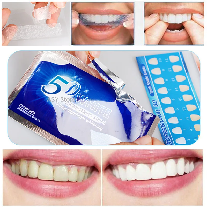 5D Advanced Teeth Whitening Strips Teeth Whitener Stickers Whiten Tooth Remove Stains Bleaching Yellow Tooth Care 7pairs/14pcs