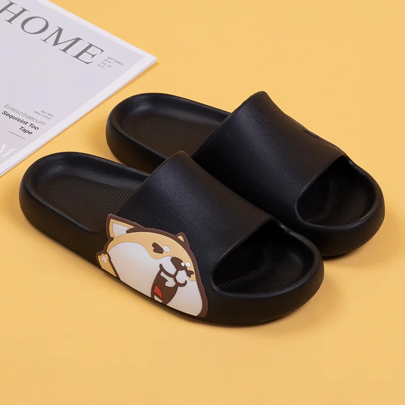 Summer Women EVA Slippers Indoor Bath Thick Platform Non-slip Home Couple Cartoon Flip Flops Bear Beach Sandals Ladies Shoes
