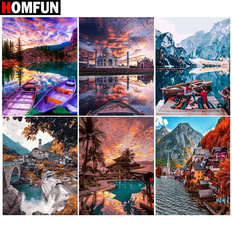 

Алмазная живопись HOMFUN «Пейзаж», вышивка крестиком, фото на заказ, квадратная круглая вышивка, домашний декор