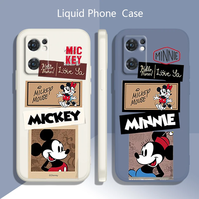 

Luxury Mickey Minnie Cool Phone Case For OPPO Find X5 X3 Lite F21 A96 A94 A93 A77 A76 A74 A72 A57 A53S A16 Liquid Rope