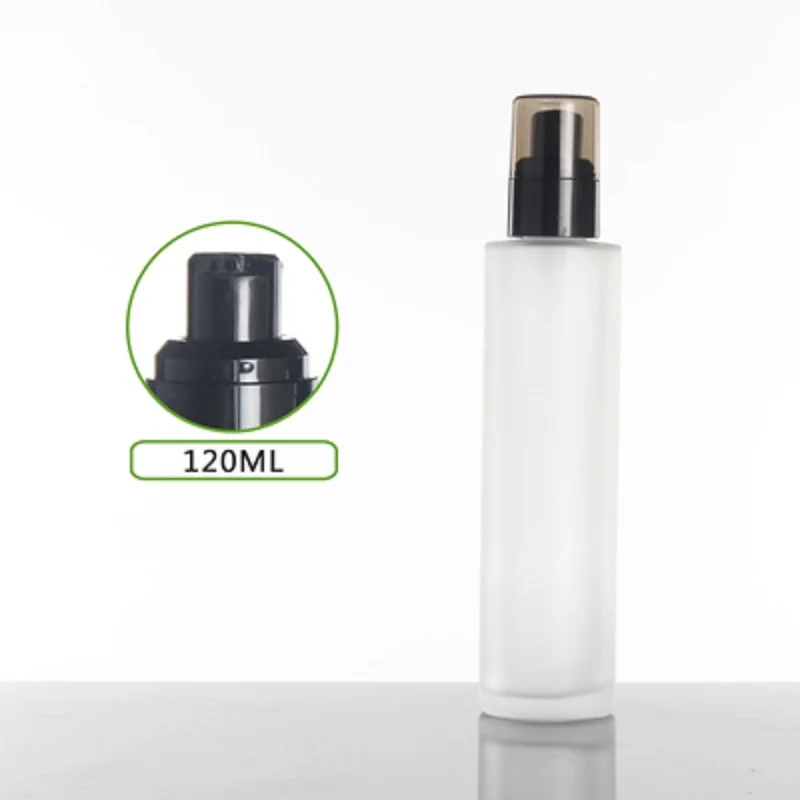 120ml frosted/green/blue/white glass bottle black pump lid serum/lotion/emulsion/foundation/toner essence cosmetic packing