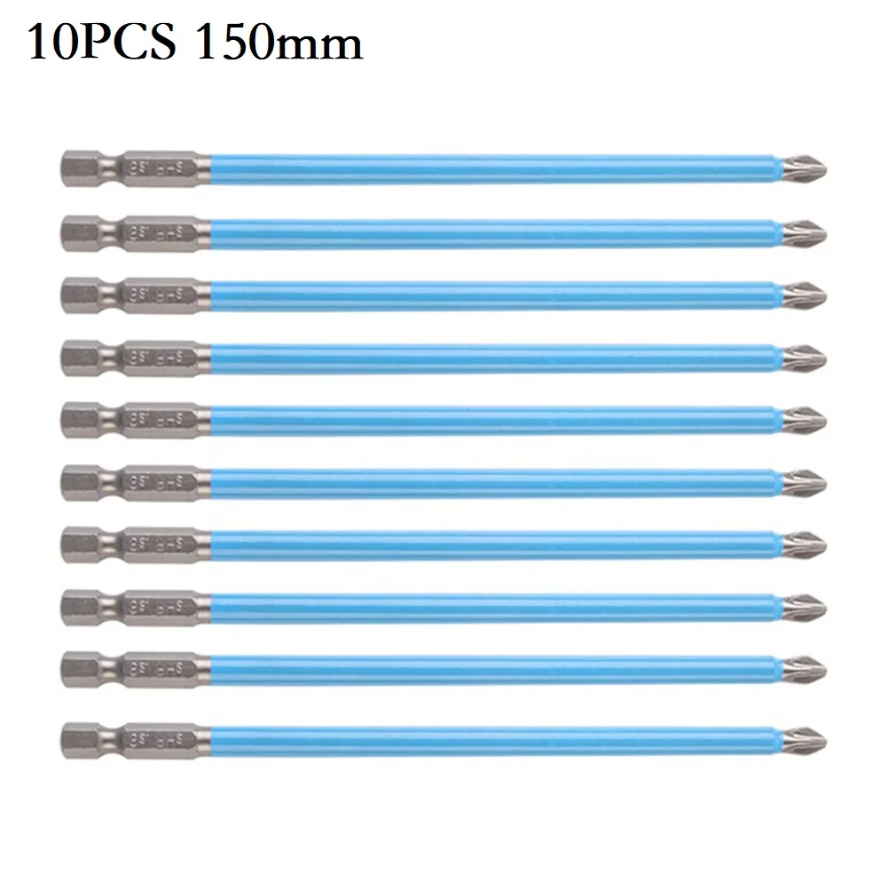 

10PCS 150mm Anti Non-slip Magnetic Screwdriver Bit 1/4 Hex Shank Magnetic PH2 Long Reach Electric Screwdriver Bits Hand Tools