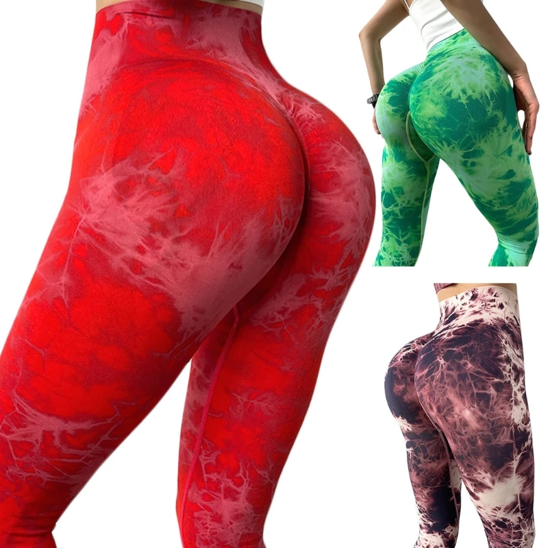 

Butt Lifting Leggings for Women Tie Dye Workout Seamless High Waisted Scrunch Booty Yoga Pants H053