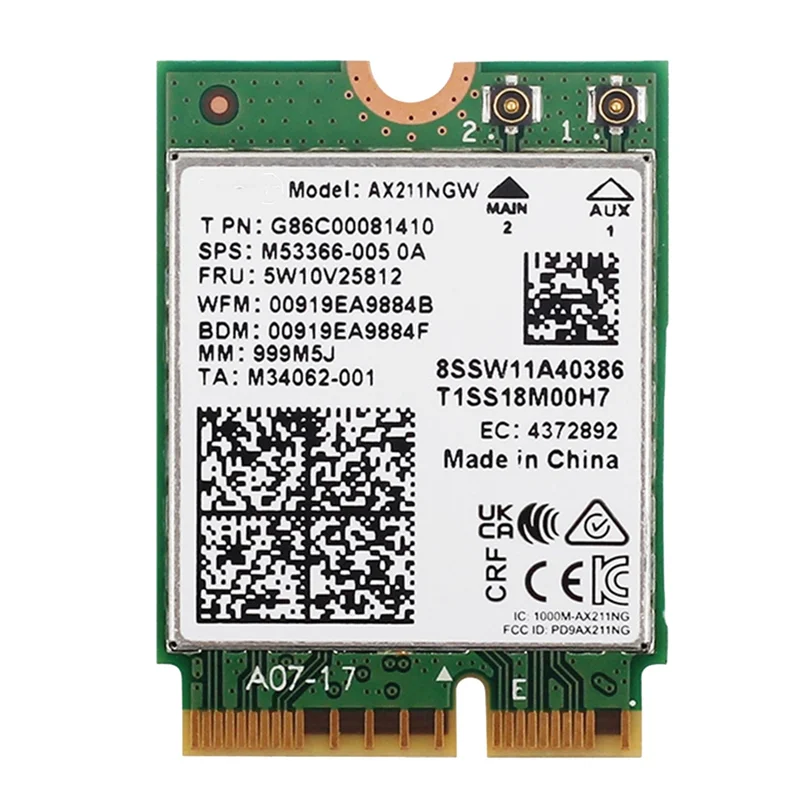 AX211NGW WiFi 6E M.2 Key E CNVio2 Двухдиапазонная беспроводная сетевая карта 2 4 ГГц/5 ГГц 802.11Ac