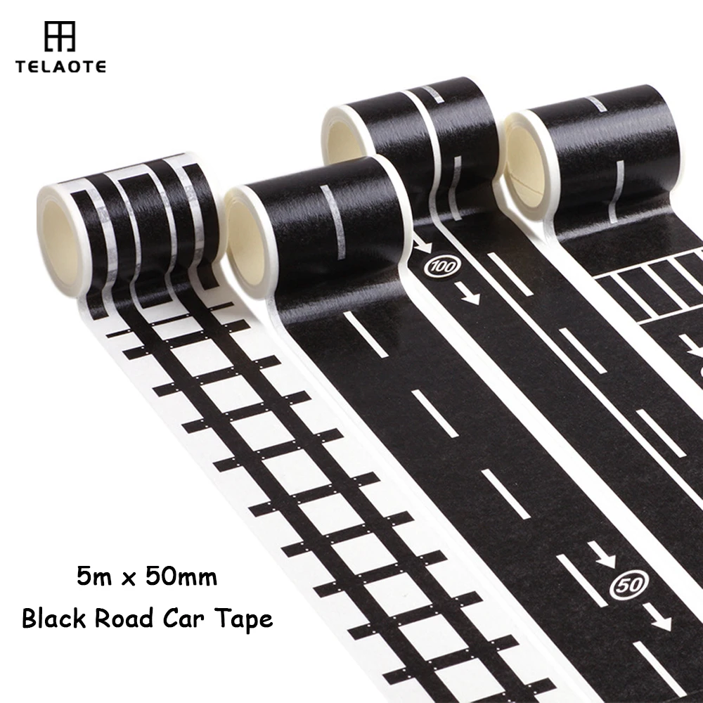 

5 м x 50 мм черная Дорожная Автомобильная Лента отлично подходит для детей рулон наклеек для легковых и железнодорожных наборов прилипает к п...