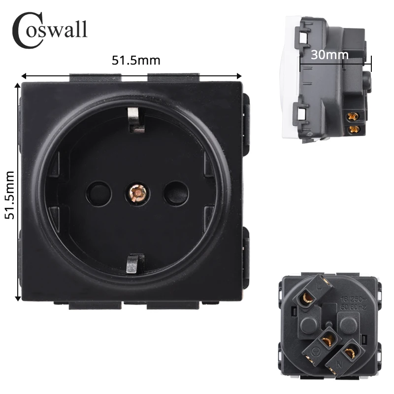 

Coswall черный матовый 1/2/3/4 клавишный выключатель с розеткой и USB