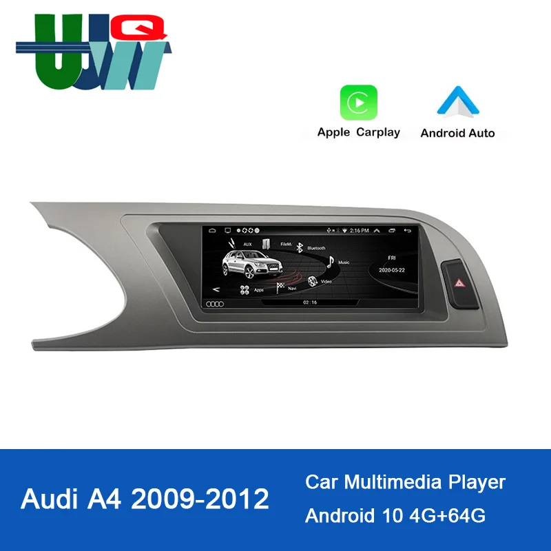 

Автомобильный мультимедийный видеоплеер UJQW, 2 Din, 8,8 дюйма, Bluetooth, для Audi A4, A4L, B8, 2009-2012, Android, автомобильный беспроводной плеер с GPS, BT