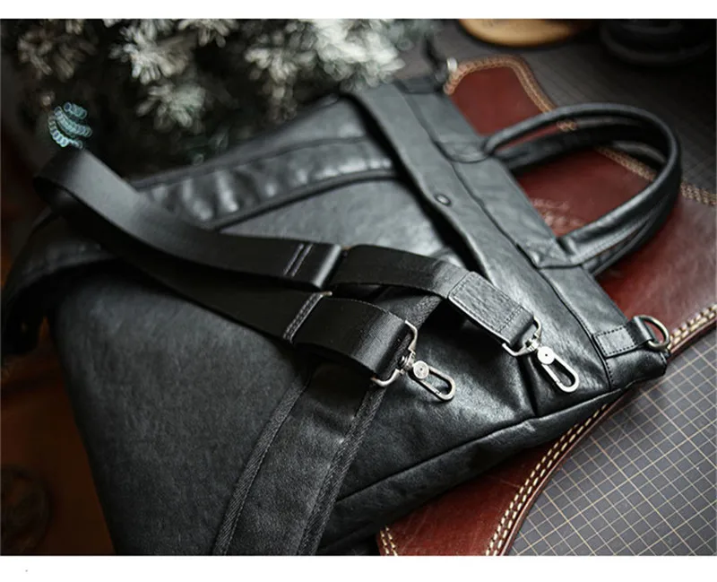 Simple Leisure designer Natural genuine Leather Men 15-inch Laptop computer Briefcase Multifunctional Soft cowhide green Handbag