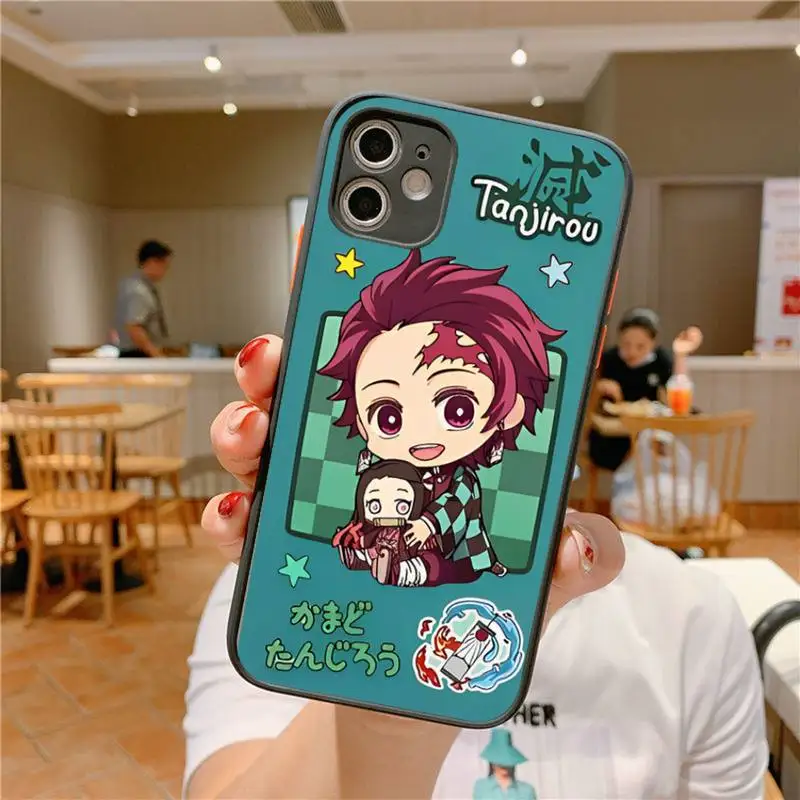 Cute Cartoon Japan Anime Demon Slayer Phone Case for iPhone 14 11 12 13 Mini Pro Max 8 7 Plus X XR XS MAX Translucent Cover