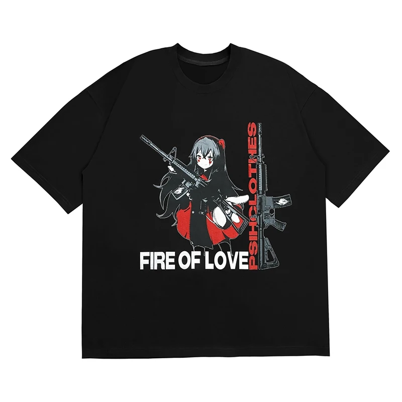 

Harajuku Animation Cartoon Letter Gothic Mens T-shirt Summer Unisex Hip Hop Funny Printed Tshirt Casual T Shirt Streetwear Tops