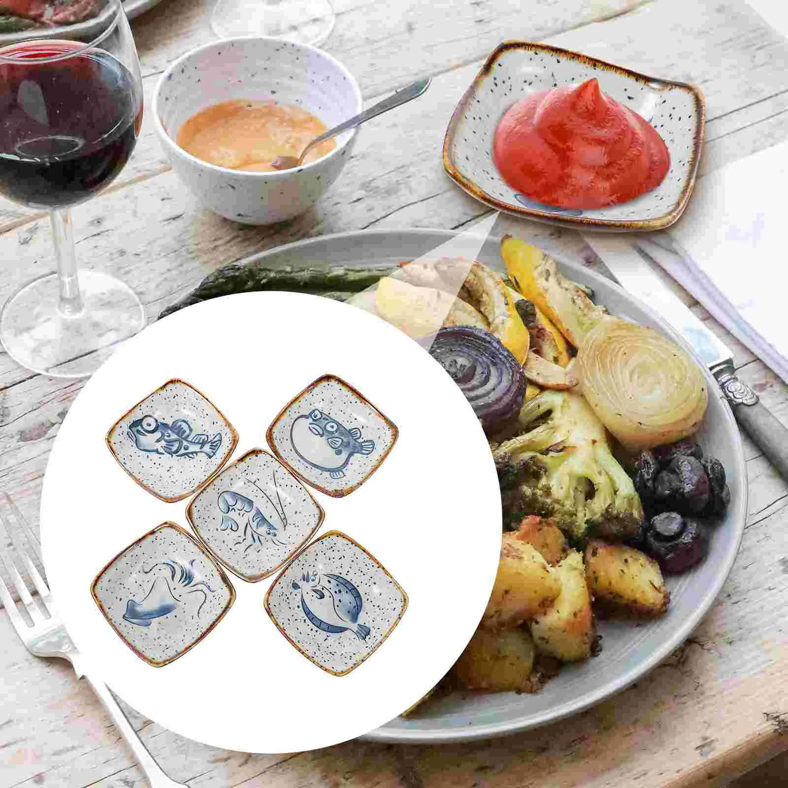 

Sauce Bowl Dish Dipping Bowls Soy Dishes Ceramic Appetizer Condiment Plate Cupssushi Seasoning Plates Serving Dessert Dip