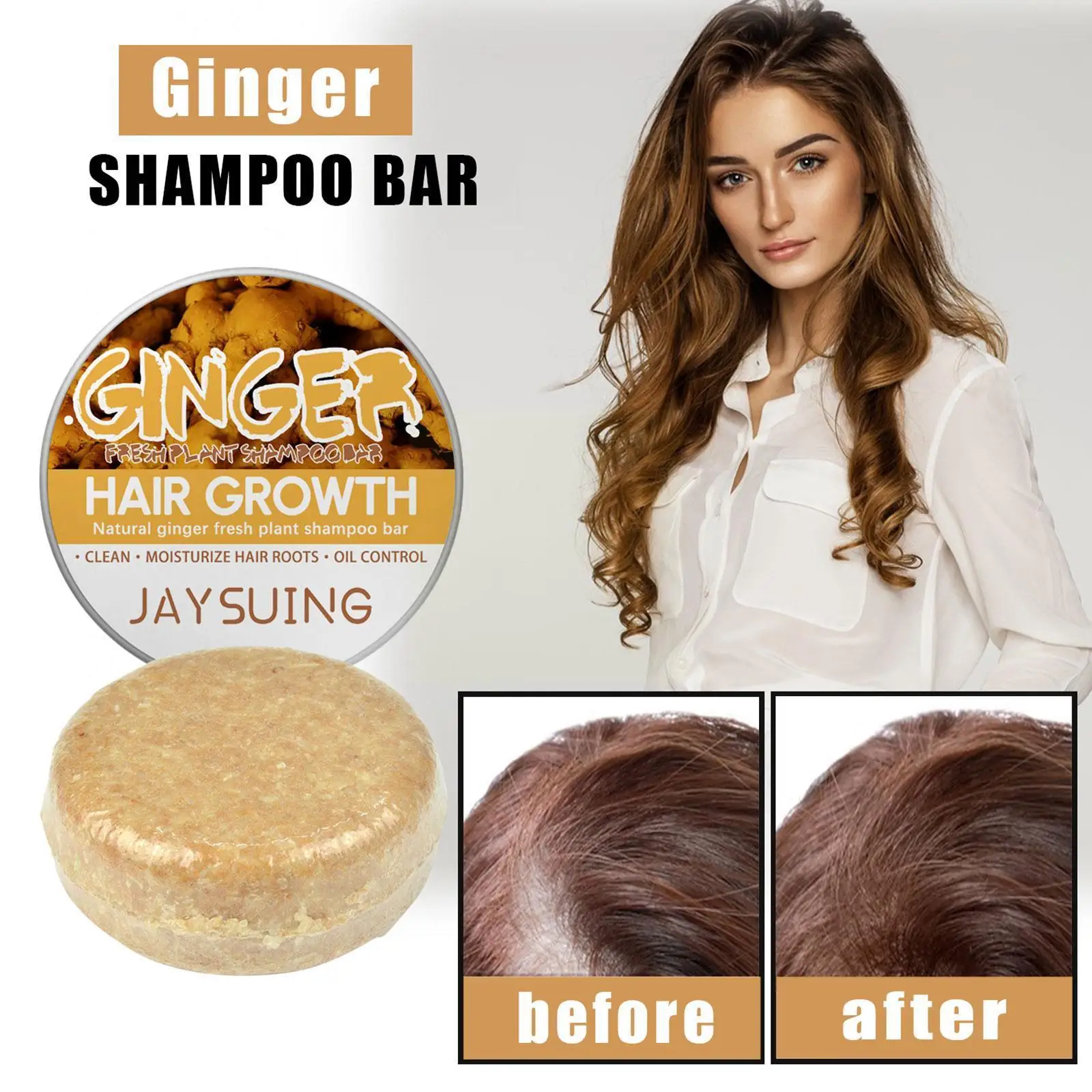 

60g Ginger Shampoo Soap Hair Growth Water Silicone Shampoo Pack Handmade Essential Man Ginger Oil Soap Oil Free S2u3