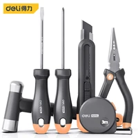 deli high quality household gray hand tool set multifunction repairing tools kit woodworking portable 35m tape measuring