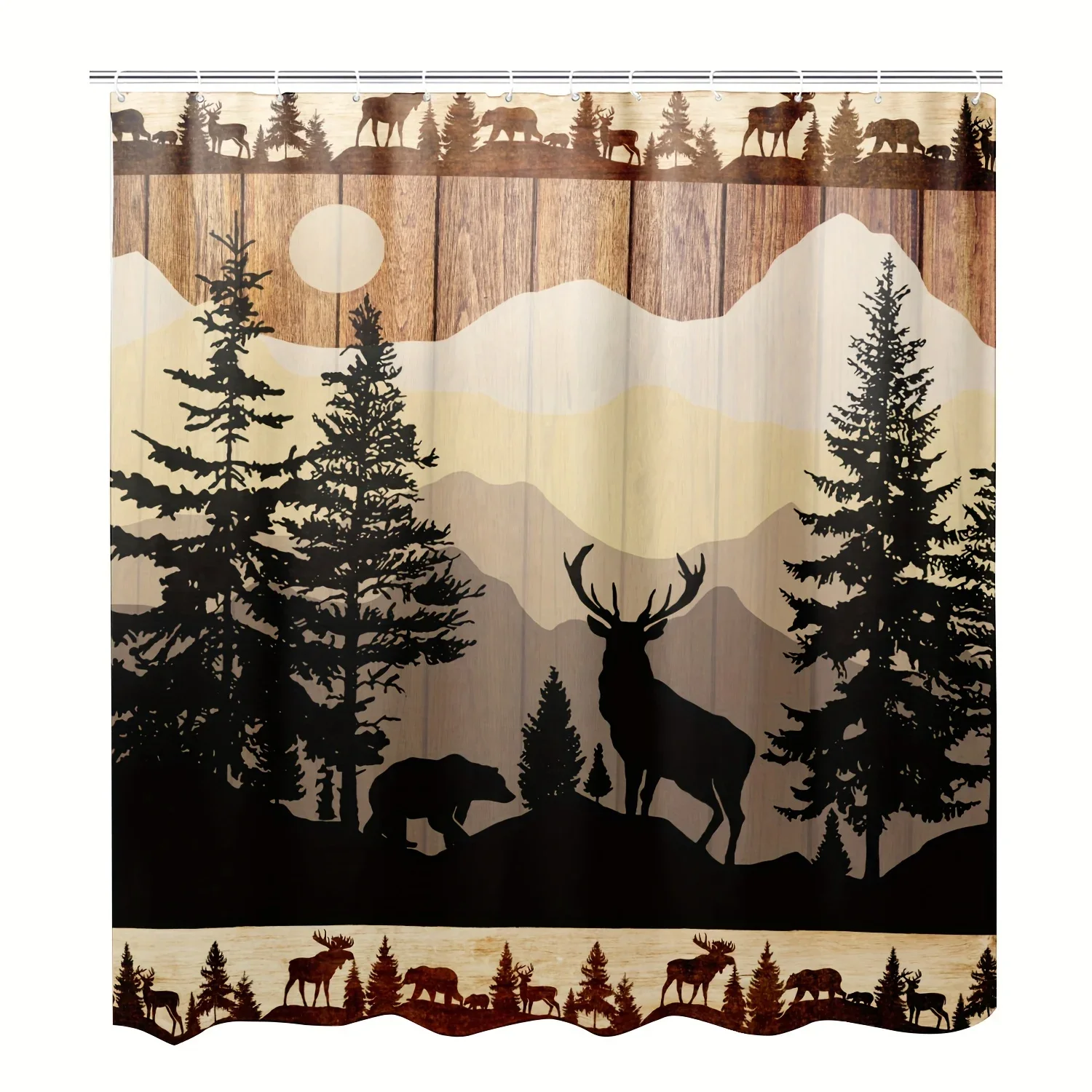 Очаровательная душевая занавеска с лесными животными-водонепроницаемая прочная