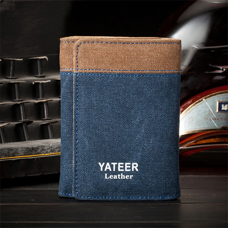 

2023 New Men's Wallet Short Trifold Canvas Small Money Bag Card Bag