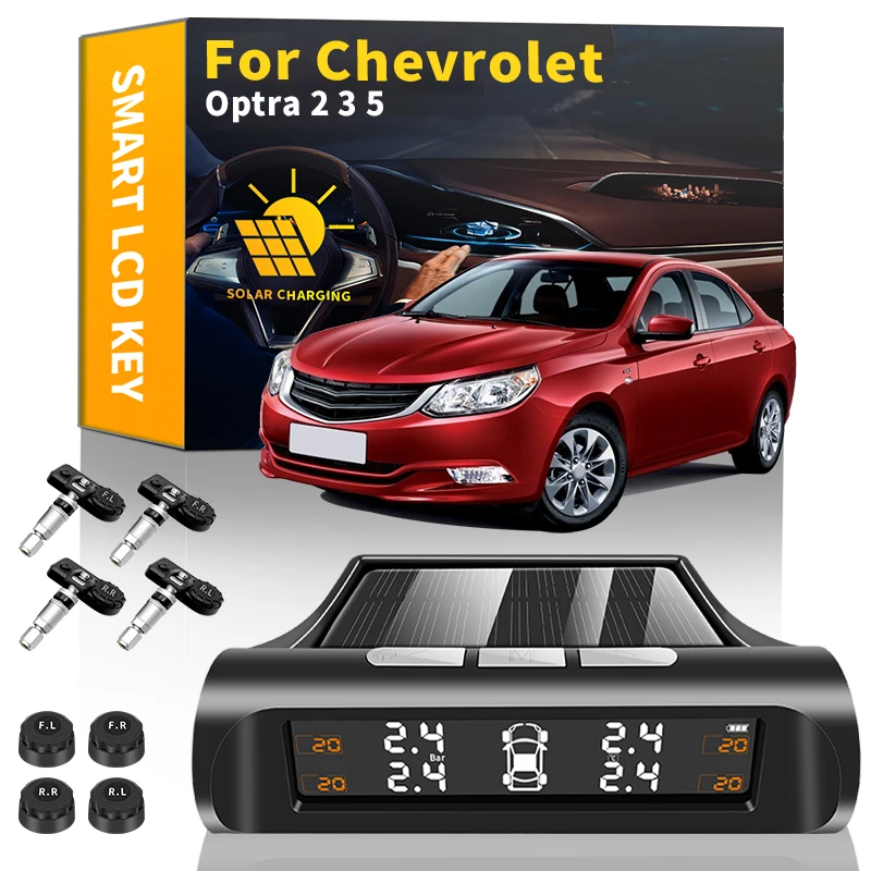

Умный автомобильный TPMS система контроля давления в шинах, солнечный ЖК-дисплей, Автомобильный датчик охранной сигнализации для Chevrolet Optra 2 3 5...