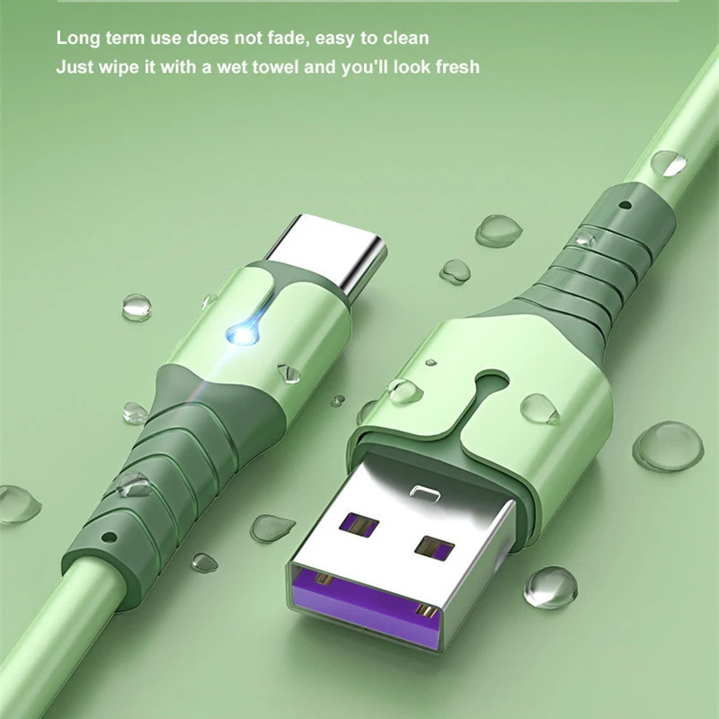 5A Жидкостной силикон Быстрая зарядка Кабель Micro USB Type C для Huawei Mate 40 Pro P40 Данные для Xiaomi Samsung on.