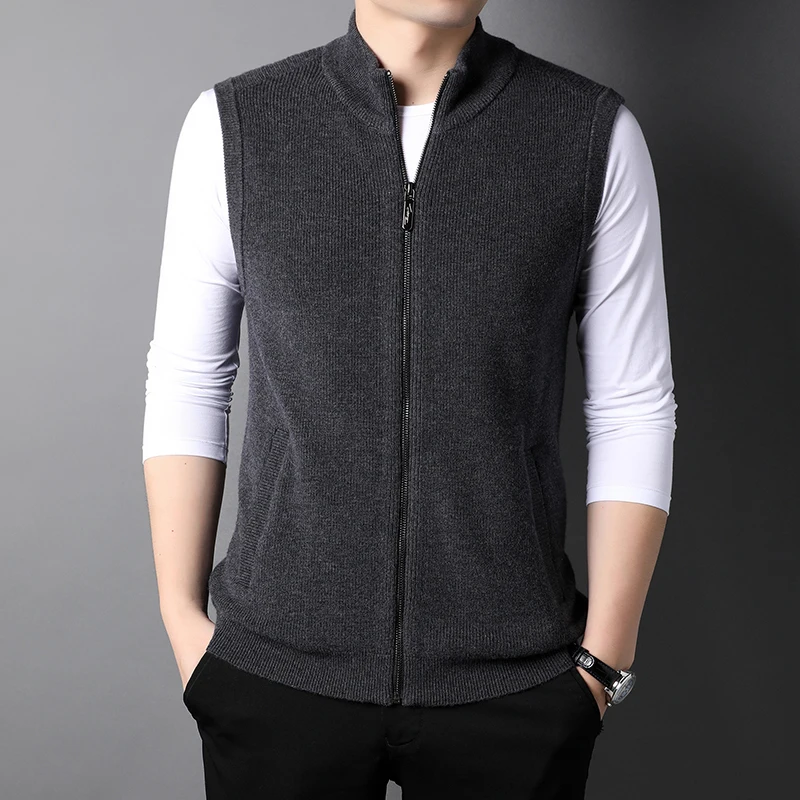 

Men's Cardigan Wool Vest Autumn and Winter New Thickened Korean Style Trend Knitting Vest round Neck Sweater Waistcoat Waistcoat