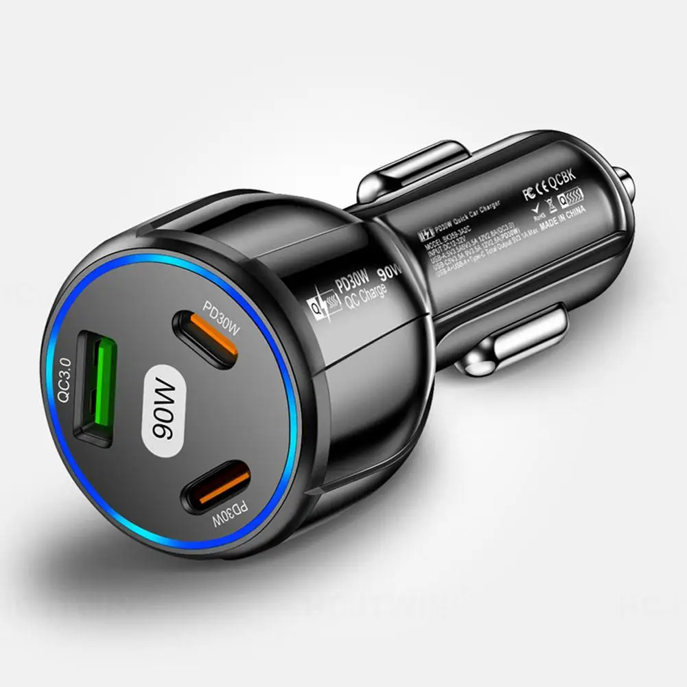 Зарядное устройство для автомобиля с 3 USB-портами 90 Вт