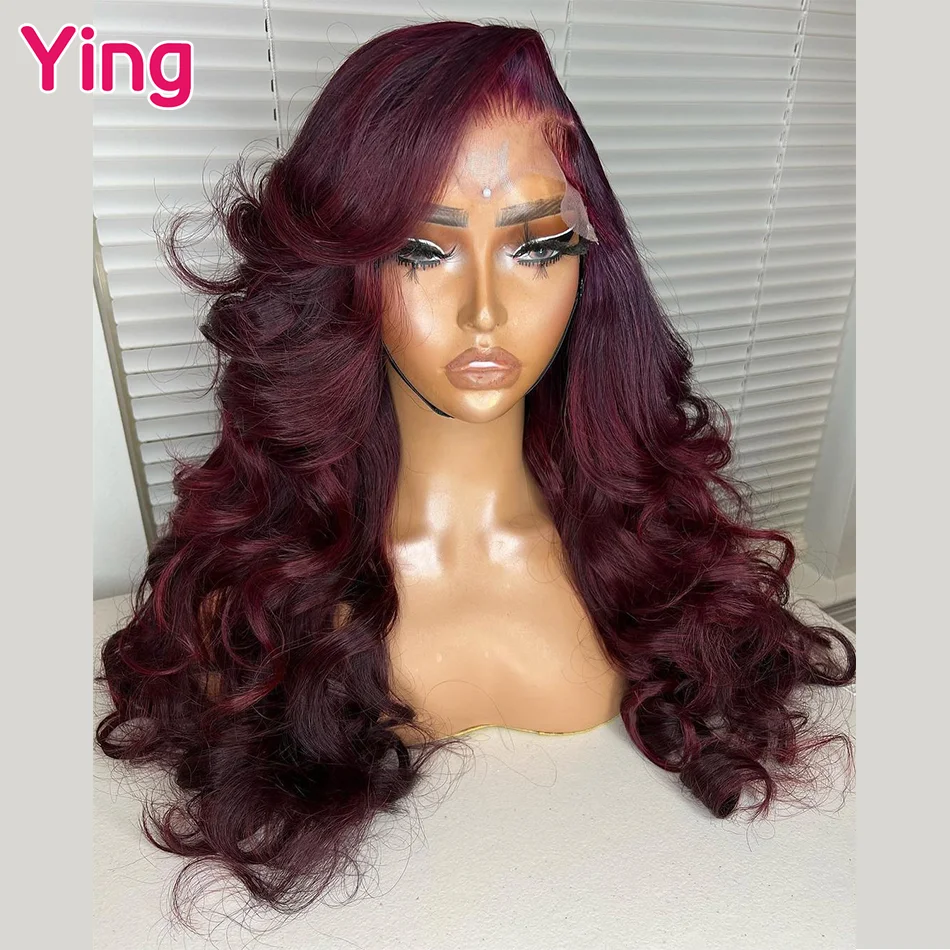 Ying Hair 99J Dark Burgundy 180%13X4 Lace Front Wig 13x6 Body Wave Lace Front Wig Pre Plucked 13x4 Lace Human Hair Wig For Women