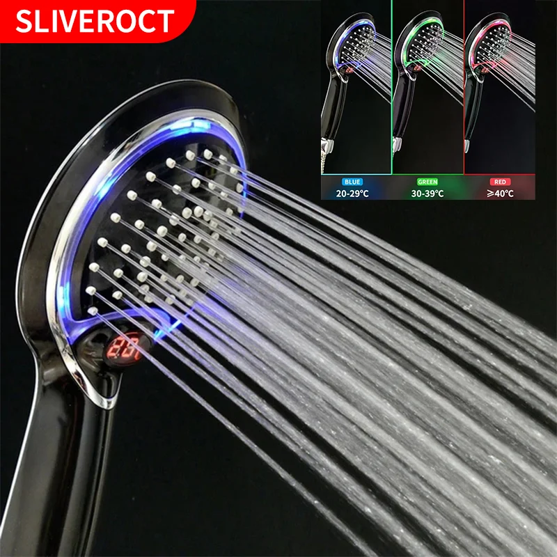

Shower Head Intelligent Temperature Display LED 3 Modes High Pressure Water Saving Sprayer Bathroom Accessories Tool ShowerHead
