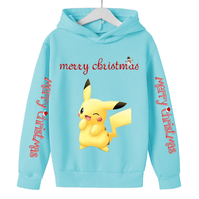

Pokemoned Merry Christmas Sweater Cartoon Top Christmas Santa Claus Hoodie Cotton Children's Clothes Kids Boy Clothes noel