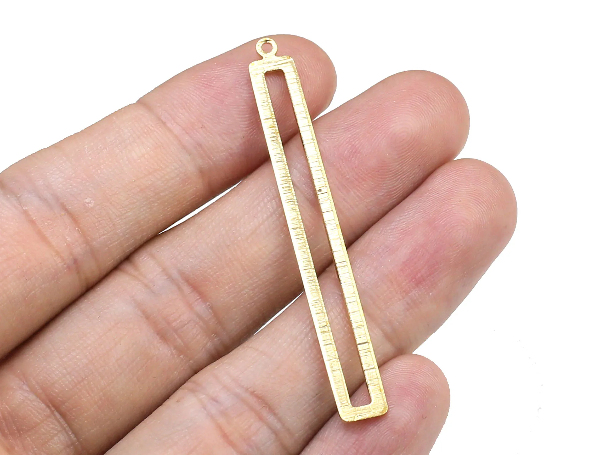 

10pcs Brass charms, Long Rectangle earring charms, 53.2x6.4x1mm, Textured brass pendant, Geometric earrings - R1443