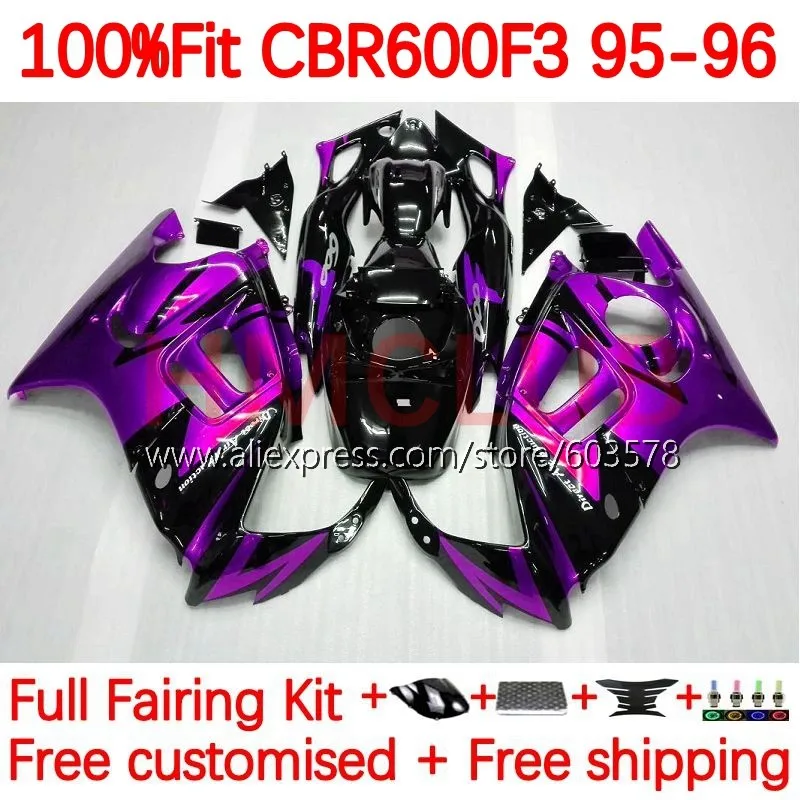 

OEM Bodys For HONDA CBR 600F3 CBR600F3 CBR600FS 1995 1996 CBR600 CBR 600 CC FS F3 95 96 Injection Fairing 141No.302 purple stock