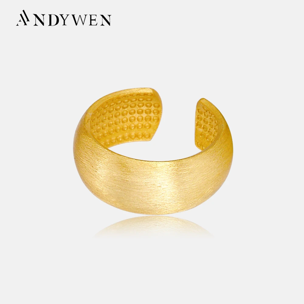 ANDYWEN 100% Стерлинговое Серебро 925 пробы Золотая текстура Большая искусственная