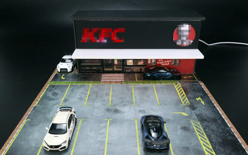 Модель автомобиля G-Fans светодиодная лампа для гаража 1:64 ресторана фаст-фуда