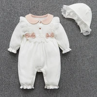 ruffles lace newborn baby girl clothes long sleeve princess jumpsuit spring infant girls rompers hats