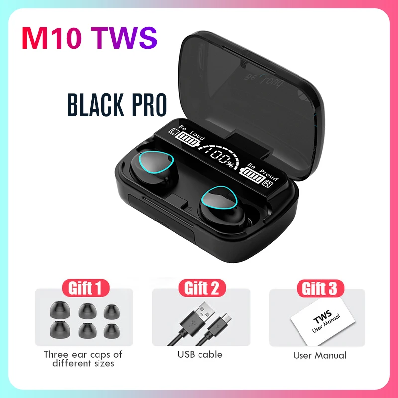 

M10 Original Wireless Earphones Bluetooth Headphones In-ear Earbuds Stereo Strong Bass Sport Headsets Touch Control Earpiece