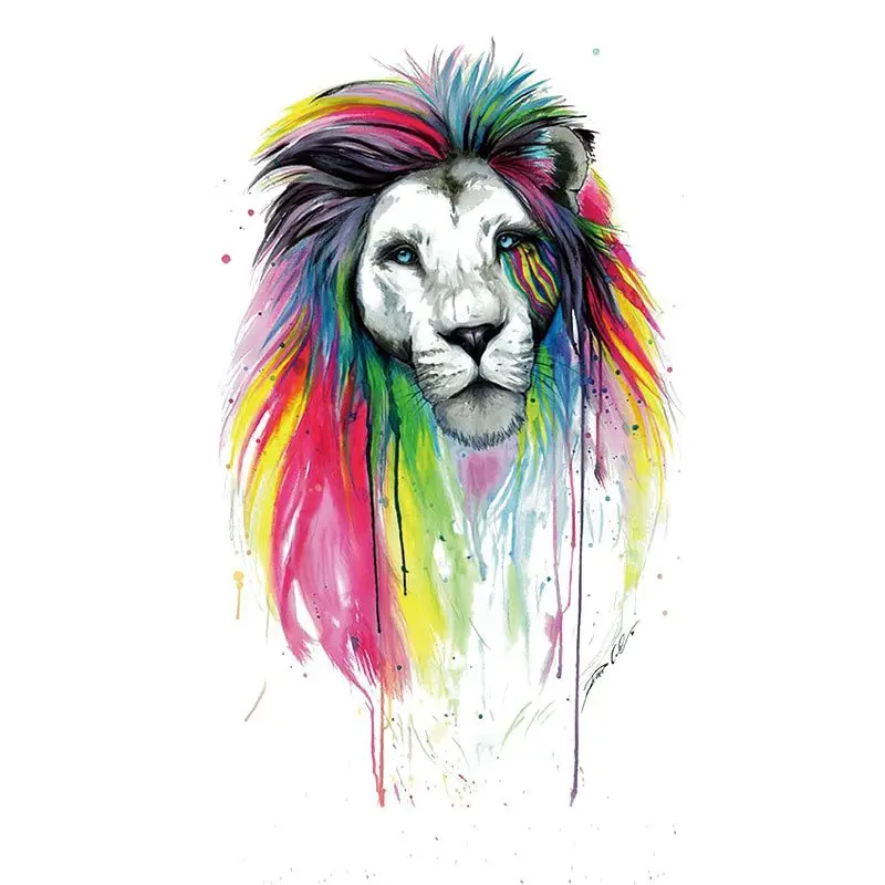 

14.9x24.6cm Colorful Lion Animal Iron On Patches For DIY Clothes T-Shirt Thermal Heat Transfer Stickers Printing