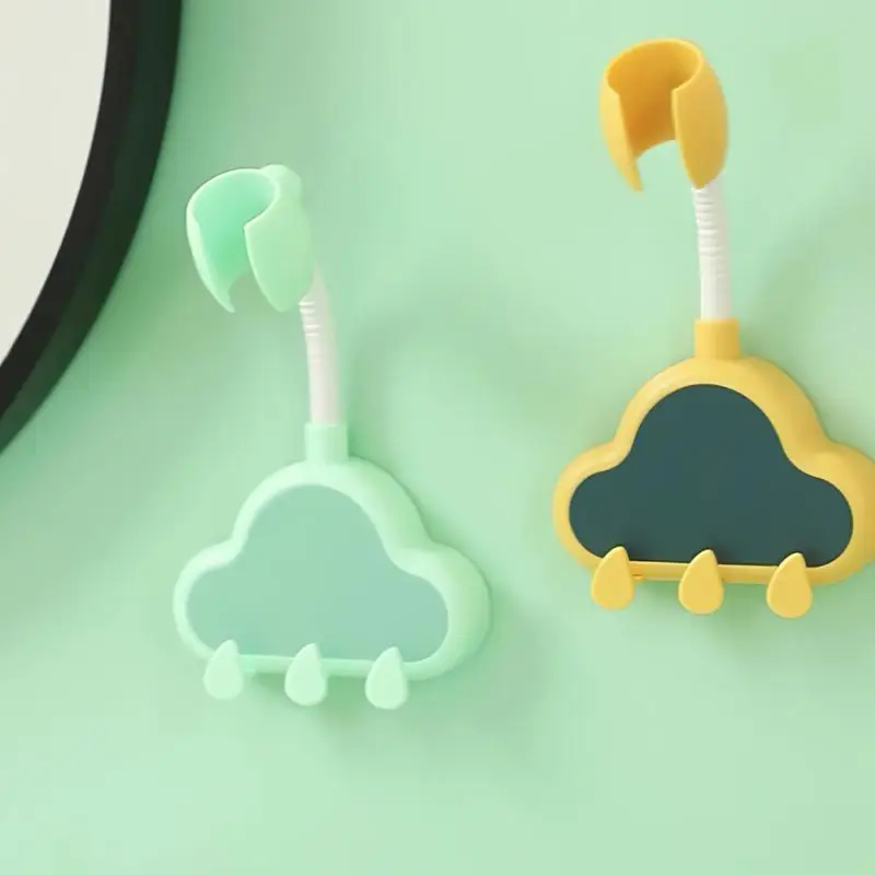 

Регулируемый самоклеящийся кронштейн для душевой головки, мультяшный Универсальный держатель для ванной комнаты с 3 крючками, настенное крепление, аксессуары для ванной комнаты