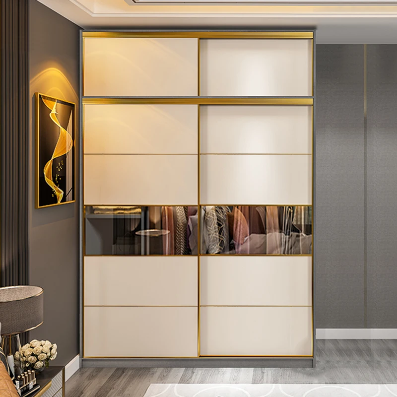 

Женский роскошный современный простой шкаф с раздвижными дверями, 1,6 м, спальня, бытовая раздвижная дверь, два встроенных скандинавских двери, гардероб