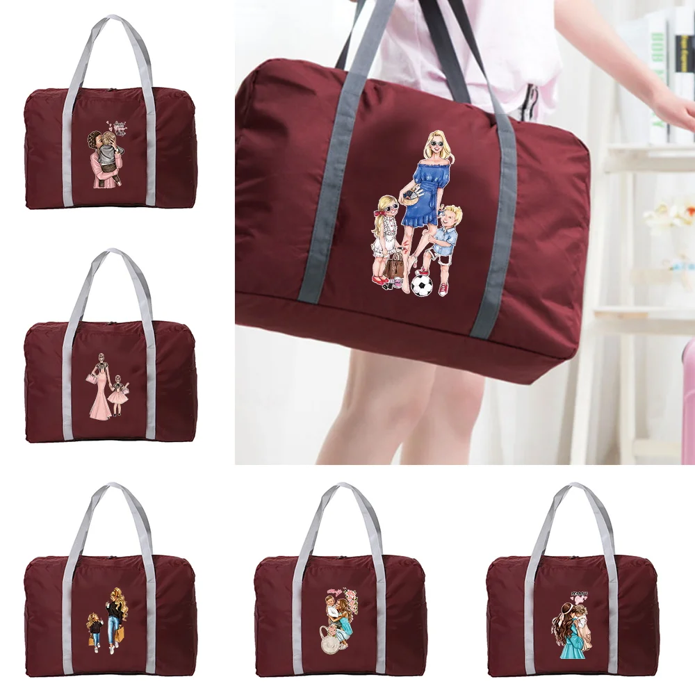 

Mom Series Printing Travel Bag Unisex Foldable Handbags Organizers Large Capacity Portable Nylon Luggage Bags Travel Accessories