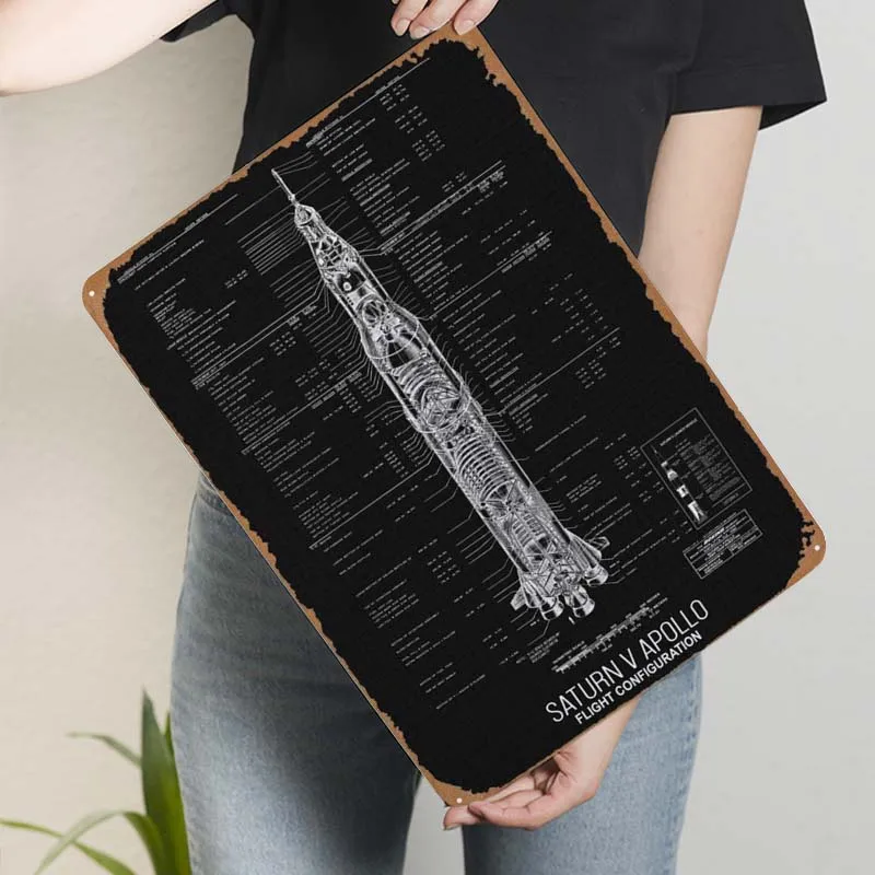 SATURN V APOLLO FLIGHT CON Жестяная Табличка табличка в стиле ретро металлическая для