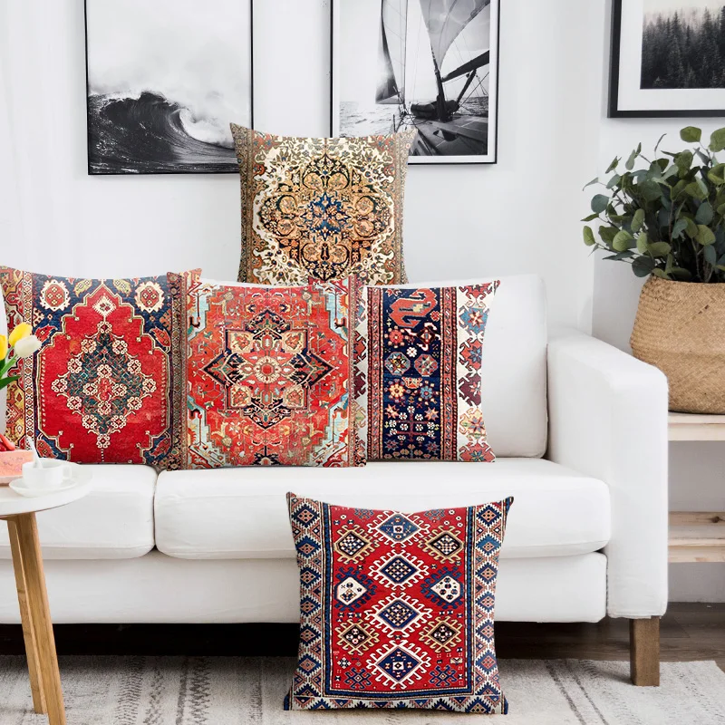 

Retro Moroccan Style Cushion Cover Nordic Homestay Short Velvet Pillow Case Bohemian Luxury Bedroom Sofa Throw Pillows 45*45cm