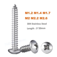 50pcs small m1 2 m1 4 m1 7 m2 m2 2 m2 6 304 a2 stainless steel cross recessed phillips round button head self tapping wood screw