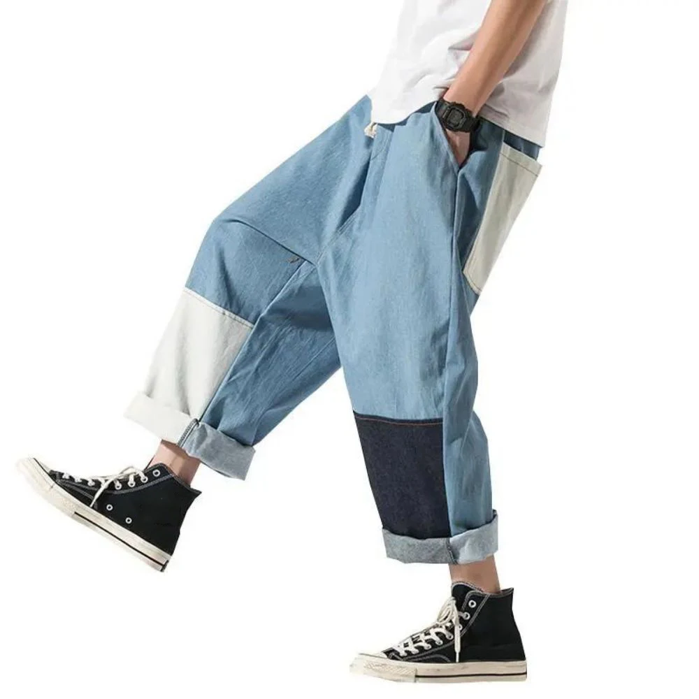 Streetwear Men Jeans Pants Ankle-length Japanese Casual Jeans Men Fashion Jogging Pants Male Large Size Baggy Harem  Loose