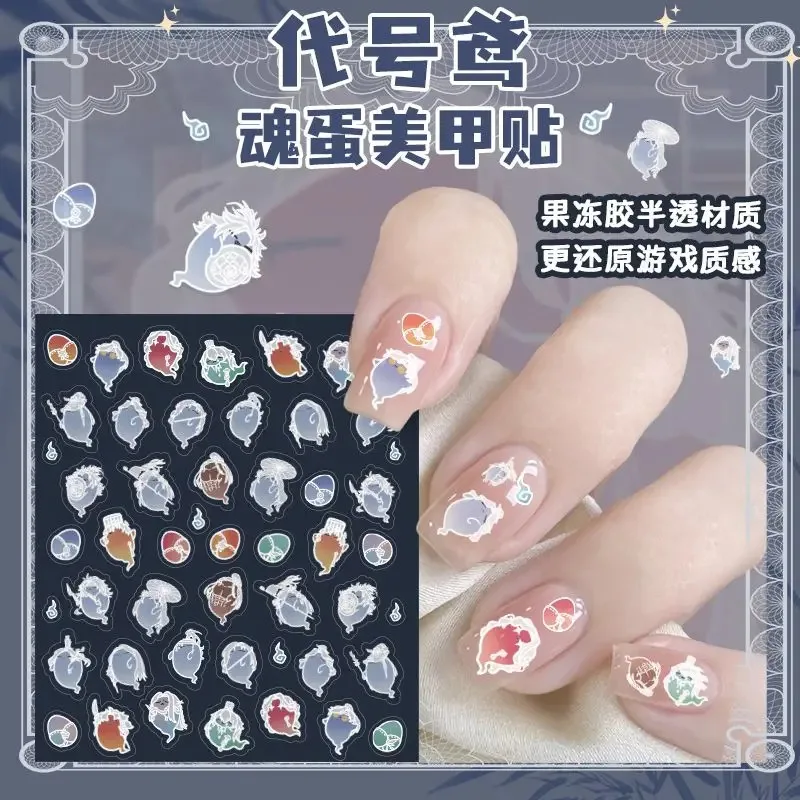 NEW Ashes Of The Kingdom Manicure Raven Brother Q Version DIY Decoration Transparent Stickers Semitransparent Girl Gift